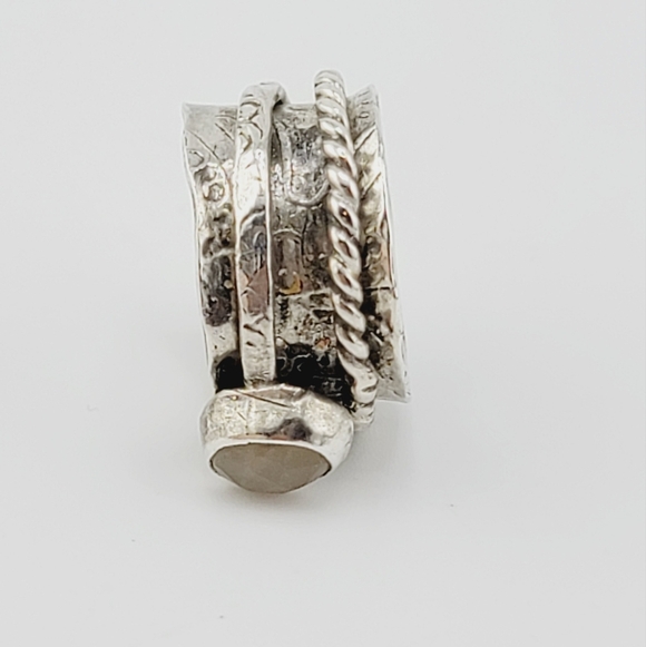 YELLOW SAPPHIRE ANXIETY RELIEF RING HANDMADE IN STERLING SILVER METAL SIZE 7 - Picture 4 of 6